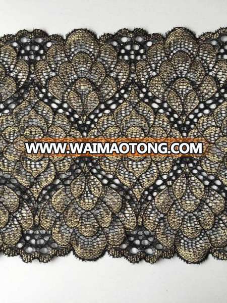 Hot sale gold metallic lace trim with scallop edge for dress lingerie